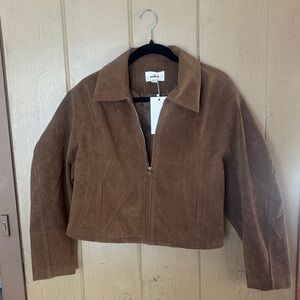 NWT Cropped Brown Suede Utility Jacket